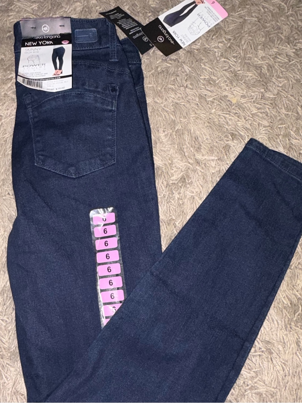 Eva Longoria Women's High Rise Dark Blue Denim Jeans